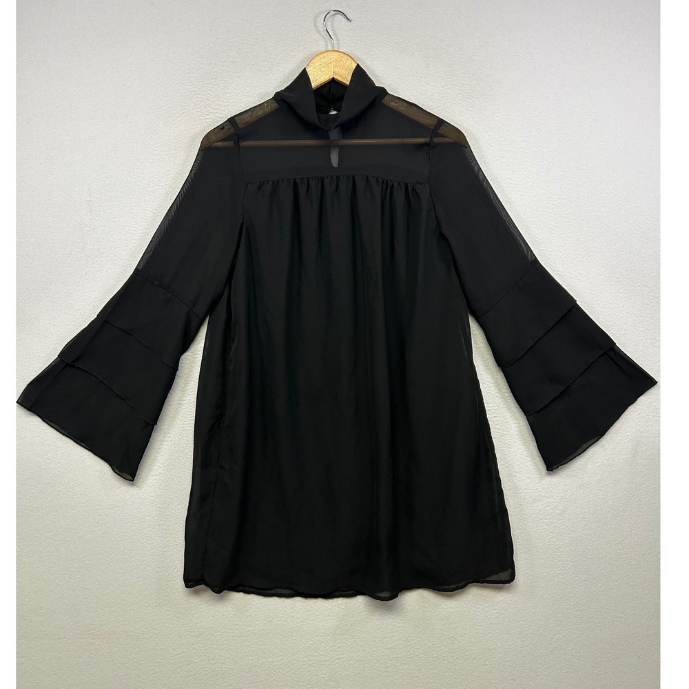 Goth Victorian Brave Soul London Womens XS Black Ruffle Sleeve Mock Neck Tunic
